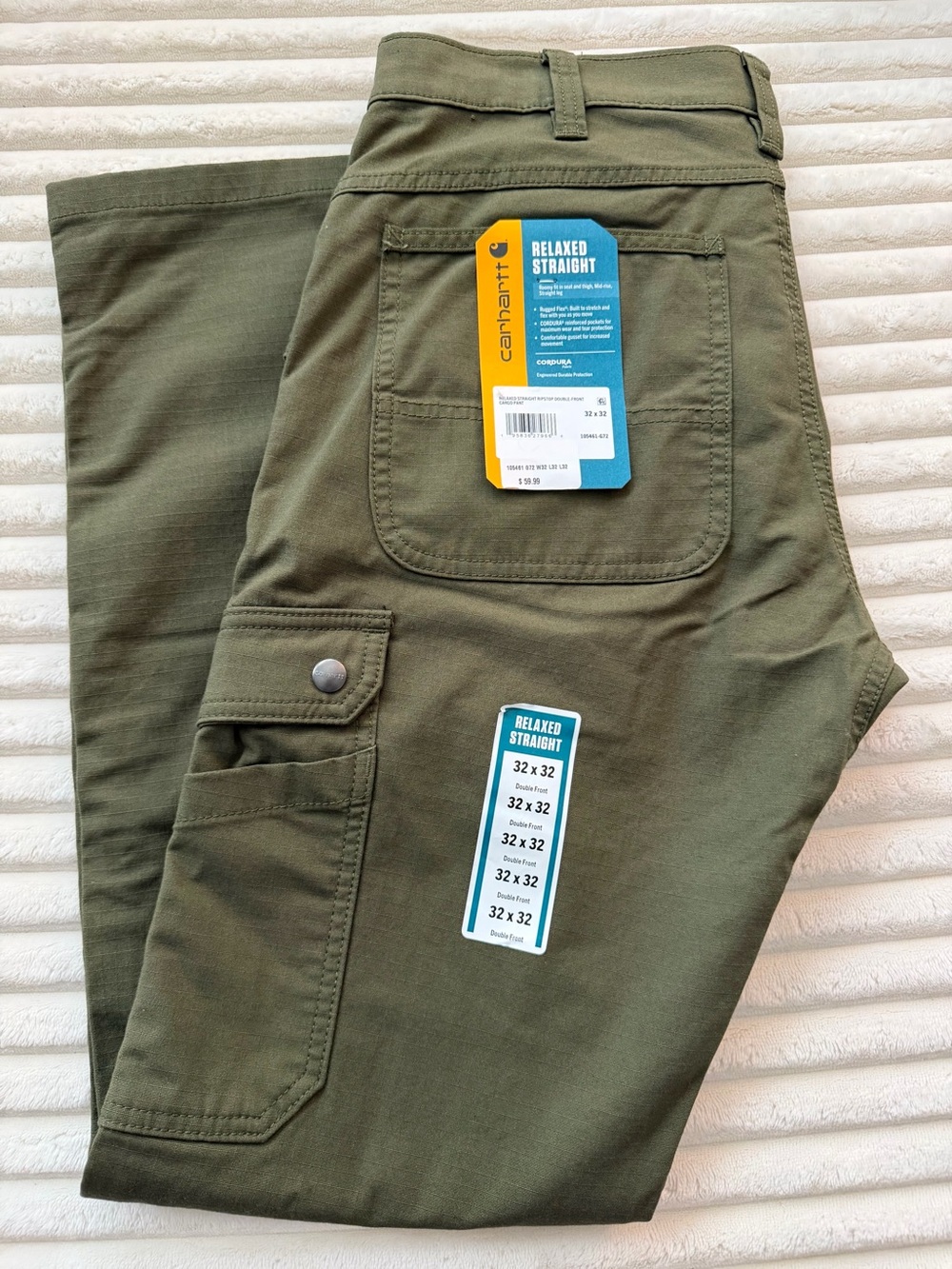 NWT Carhartt Men's Relaxed Straight Work Pants - Olive. 32x32